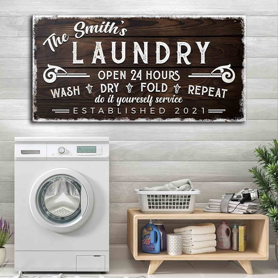 Tailored Canvases Personalized Laundry Sign - Large Canvas Wall Art Decor and Accessories for Lau... | Amazon (US)