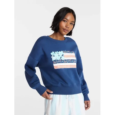 No Boundaries Boxy Americana Sweatshirt with Long Sleeves, Women's XXS-4X | Walmart (US)