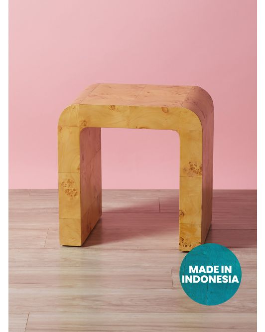 Made In Indonesia 18x18 Burl Wood Okin Side Table | Living Room | HomeGoods | HomeGoods