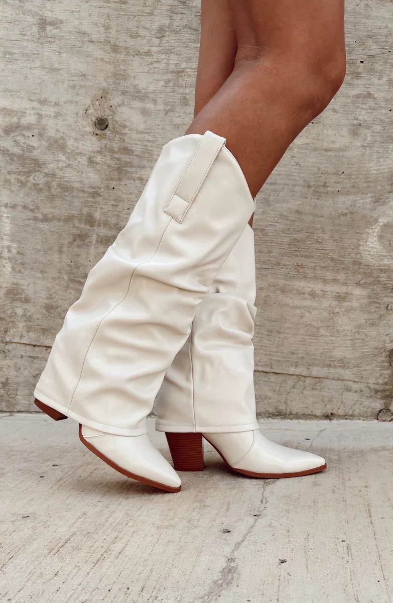 Fall so Hard White Slouchy Cowboy Boot | Apricot Lane Boutique