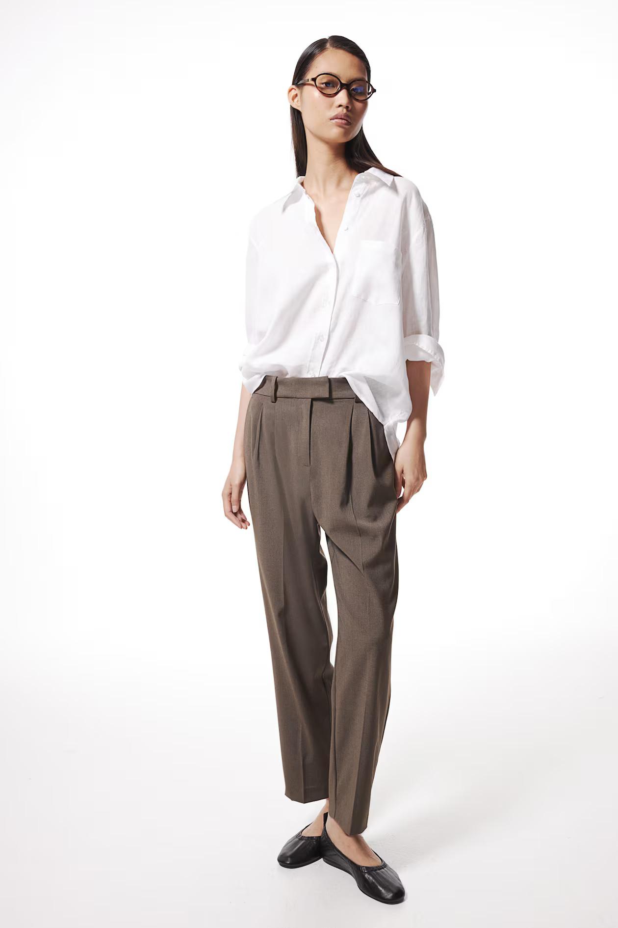 Ankle-length trousers - Brown - Ladies | H&M GB | H&M (UK, MY, IN, SG, PH, TW, HK)