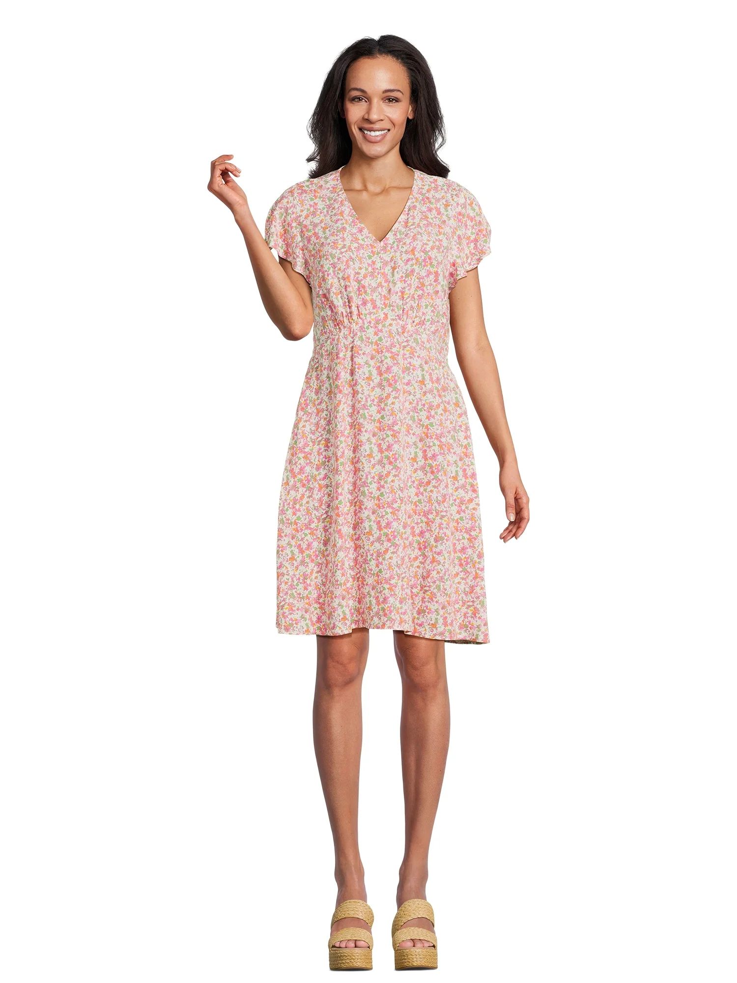 Time and Tru Women's Flutter Sleeve Mini Dress - Walmart.com | Walmart (US)