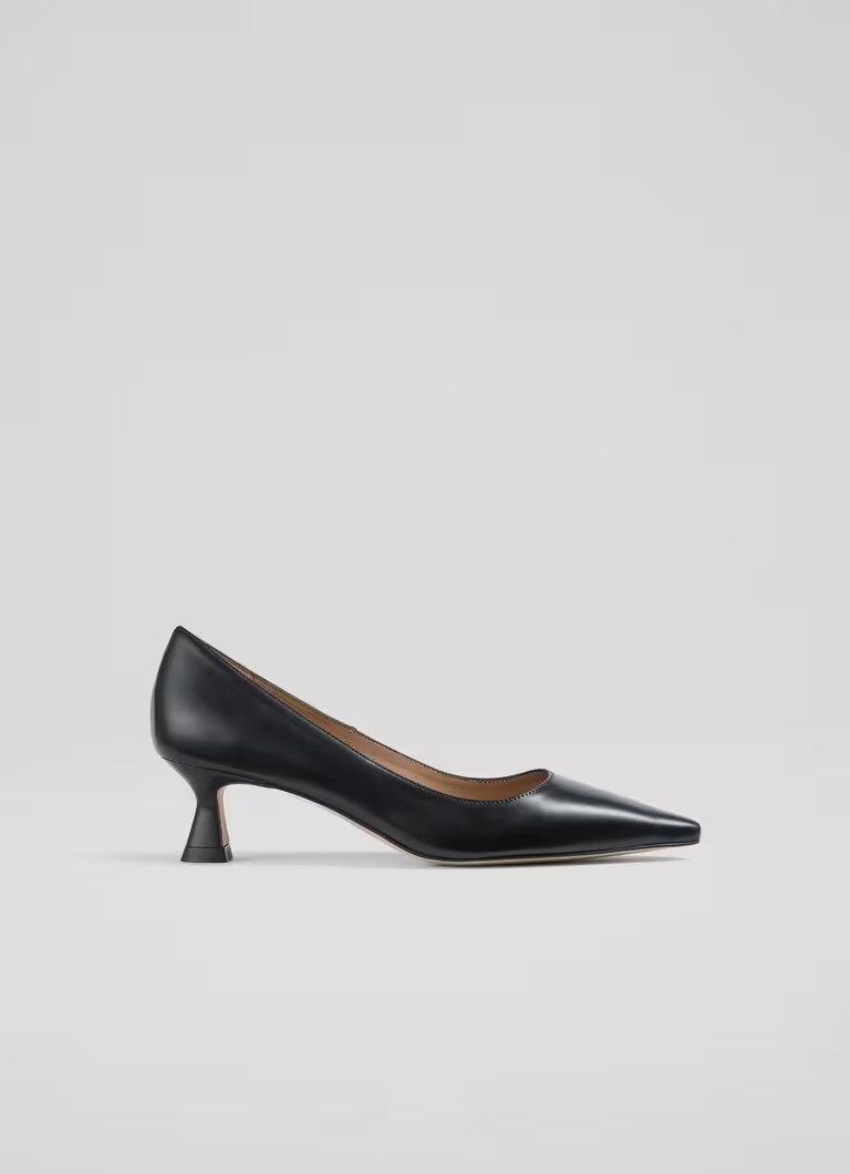 Avalina Black Nappa Leather  Heel Courts | L.K. Bennett (UK)