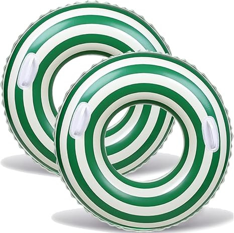 2 PCS Striped Pool Floats for Adults Swimming Rings Tube with Handles -Inflatable Pool Float Tube... | Amazon (US)