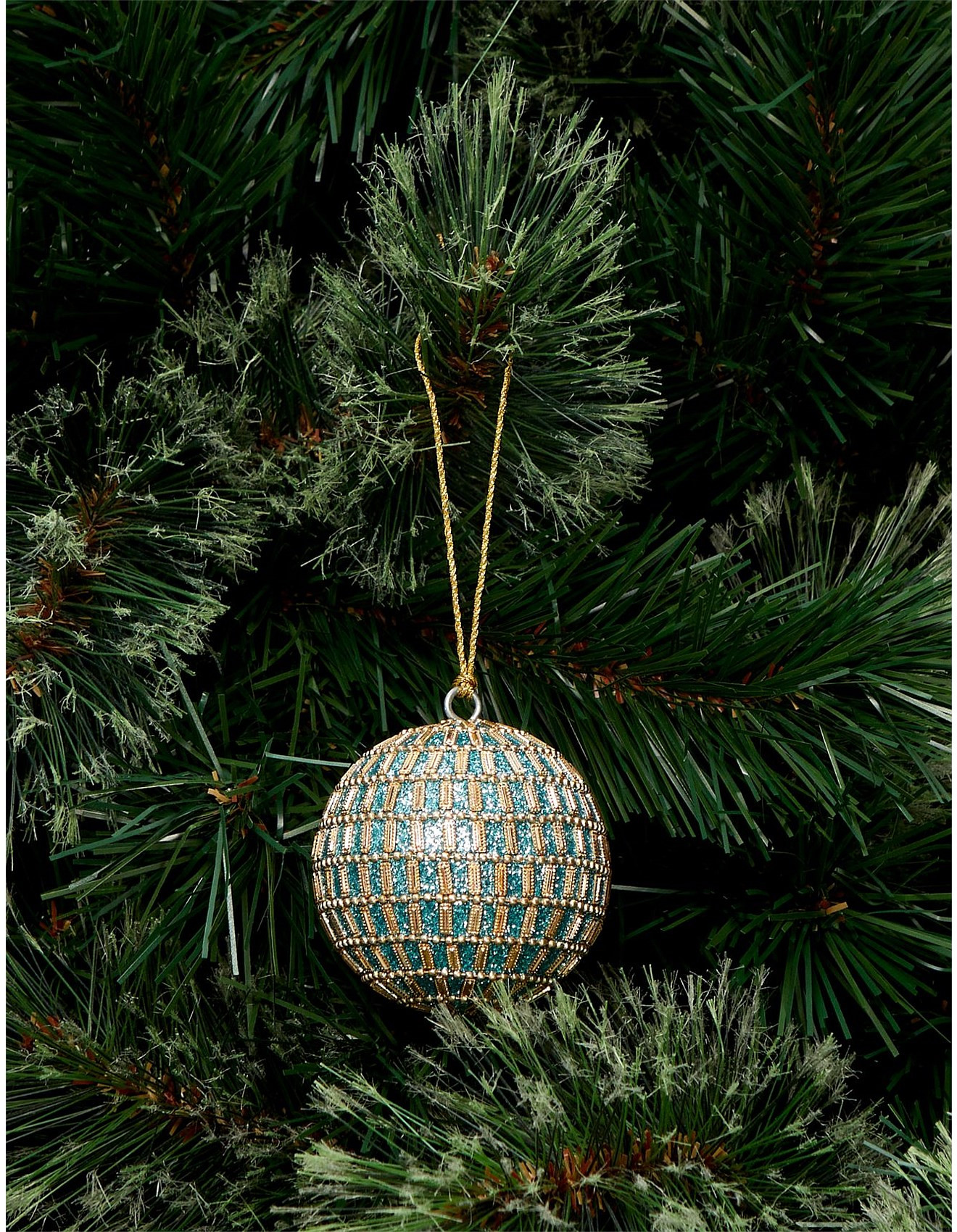 7CM TURQUOISE AND GOLD BEAD BAUBLE | David Jones (Australia & New Zealand)