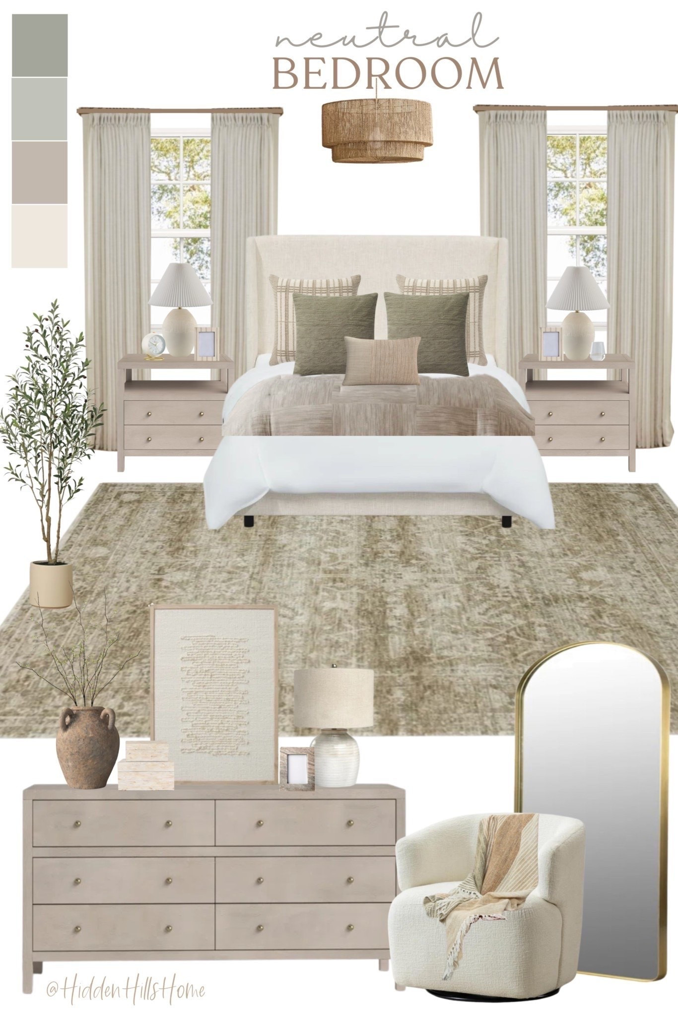 Neutral bedroom decor, bedroom design ideas, home decor, bedroom inspiration, bedding, cozy master bedroom, bedroom rug, nightstands, dresser decor, bedroom mood board #bedroom

#LTKHome #LTKSaleAlert #LTKSeasonal