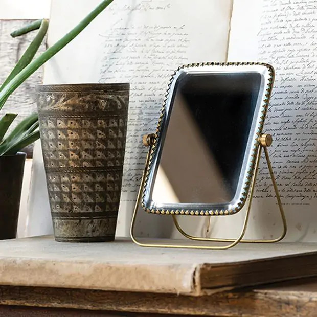 Embellished Brass Vanity Mirror | Antique Farm House
