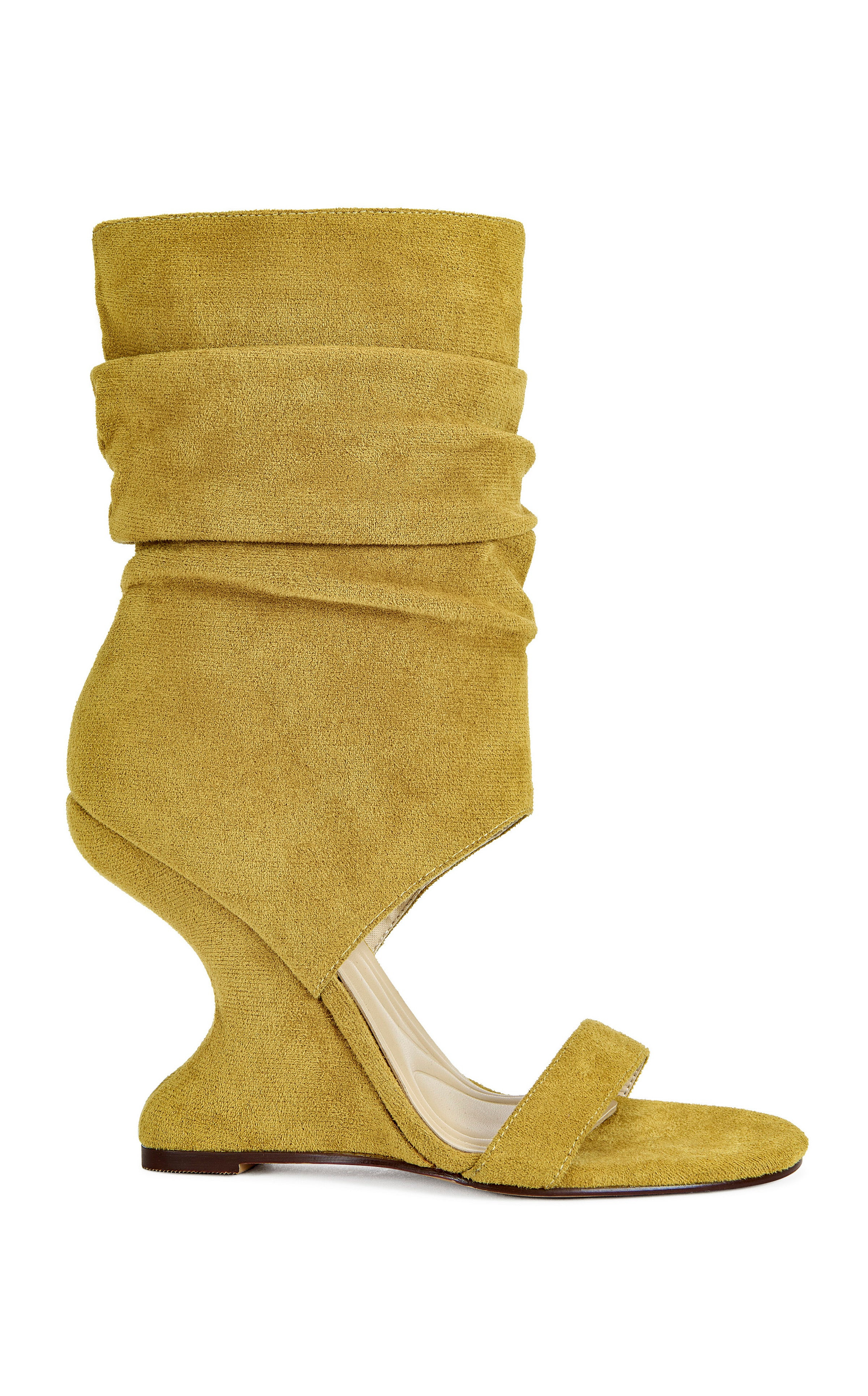 KYVELISA-MUSTARD SLOUCH WEDGE SANDAL BOOTIE | Azalea Wang