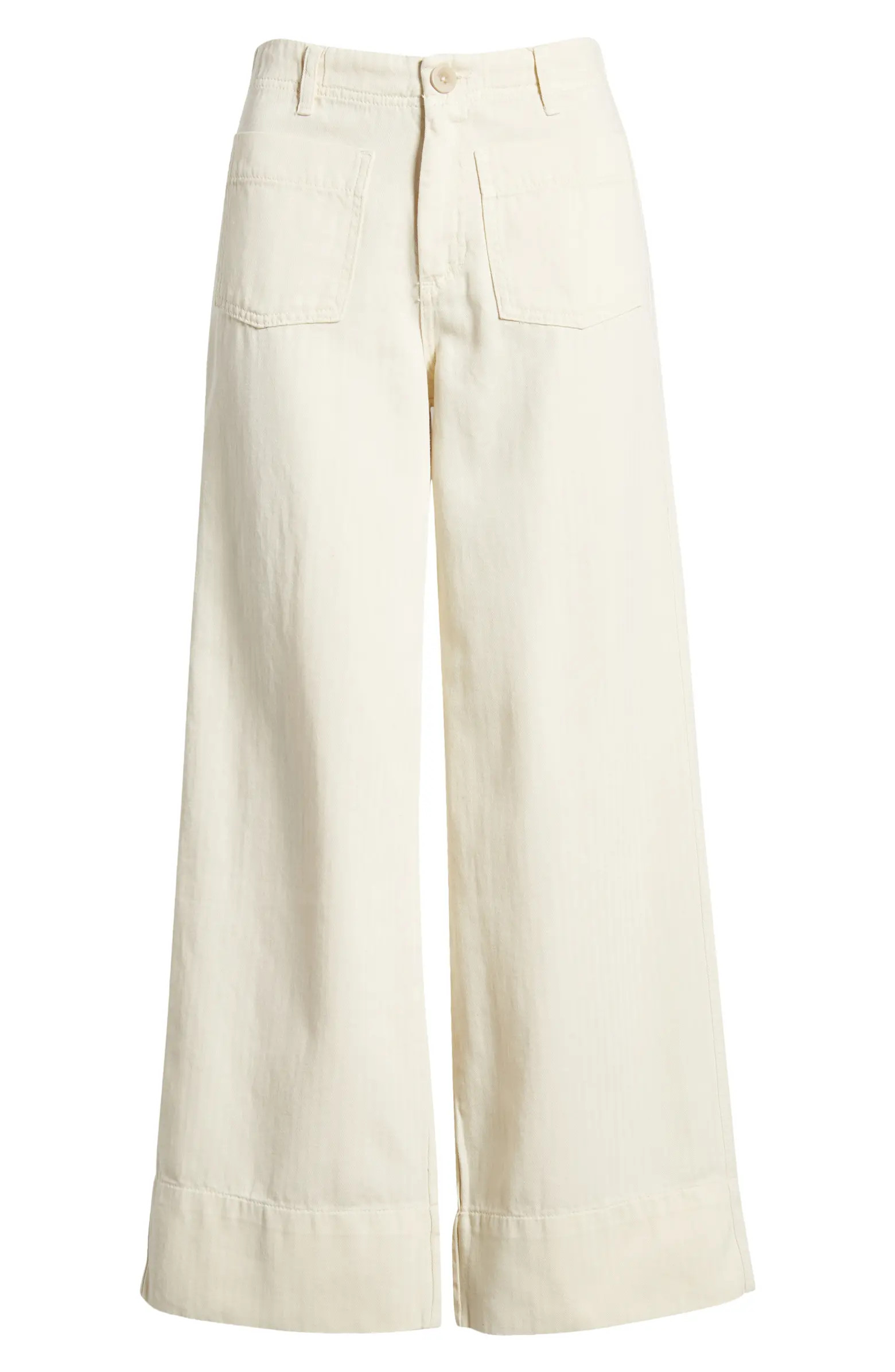 Patch Pocket Ankle Herringbone Twill Wide Leg Pants | Nordstrom