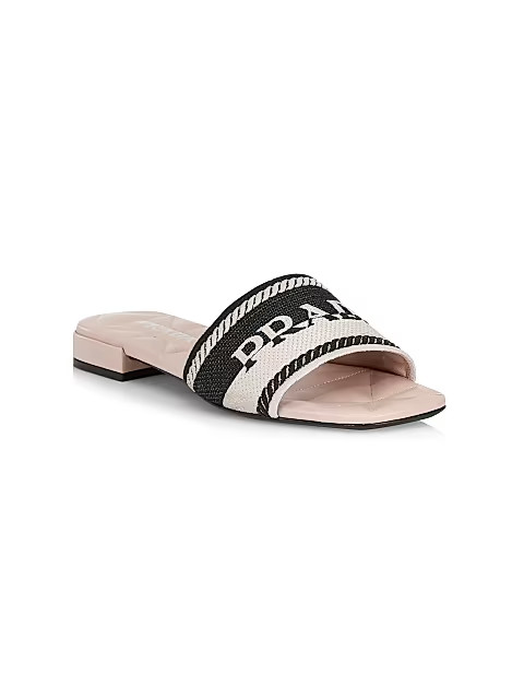 Logo Embroidered Slide Sandals | Saks Fifth Avenue