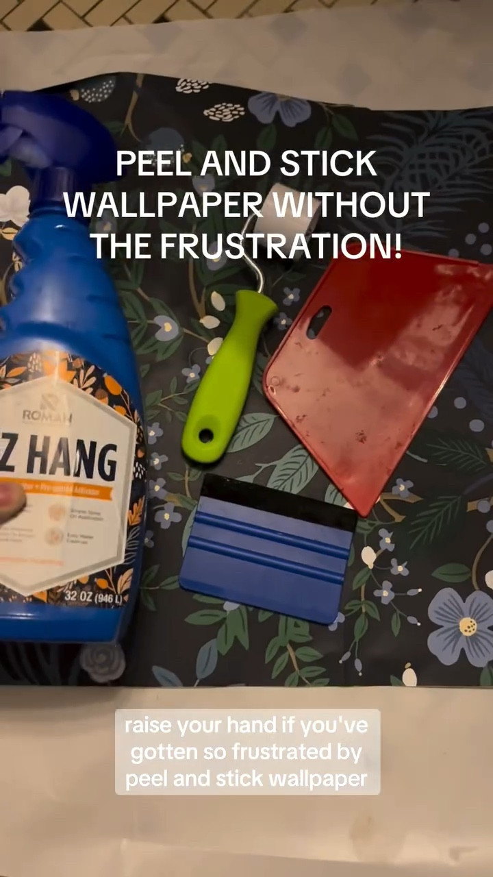 Raise your hand if you’ve been personally victimized by peel and stick wallpaper 🙋‍♀️

I tried out three new products to apply the peel and stick wallpaper in our bathroom, and I’m happy to report they were GAME CHANGERS! 

EZ Hang Spray- if I was going to pick one, this would be it. This allows the wallpaper float and slide on the wall to allow you to match up your pattern perfectly. No more sticking and unsticking over and over!

Wallpaper tools- I’m embarrassed to report that I have been using my credit card and/or a clipboard to smooth out all of my peel and stick projects over the past several years. It was time for an upgrade. I loved using the felt side of the blue smoother to get out all those tiny bubbles without damaging the paper!

Seam roller- this little roller flattens your seams down to prevent peeling up (super important in a full bathroom!) and minimize the look of the seams. Bonus- my kids think it’s extremely fun to play with.

#LTKFindsUnder100 #LTKHome