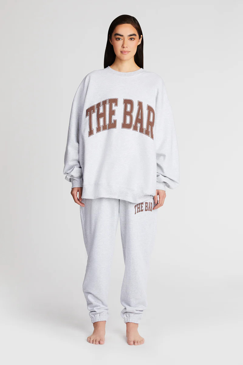 VARSITY SWEATPANTS LT HEATHER GREY/CHOCOLATE | The Bar