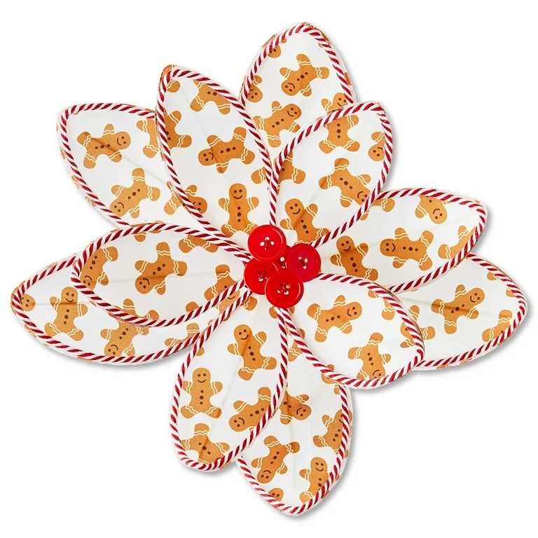 Deluxe Gingerbread Poinsettia Decorative Christmas Clip, Multicolor, 12", by Holiday Time | Walmart (US)