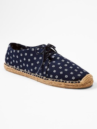Gap Women Lace Up Espadrilles Size 5 - Blue floral | Gap US