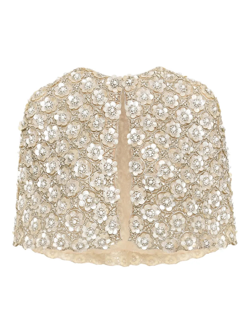 Oscar de la Renta floral-embroidered cape - Neutrals | Farfetch Global