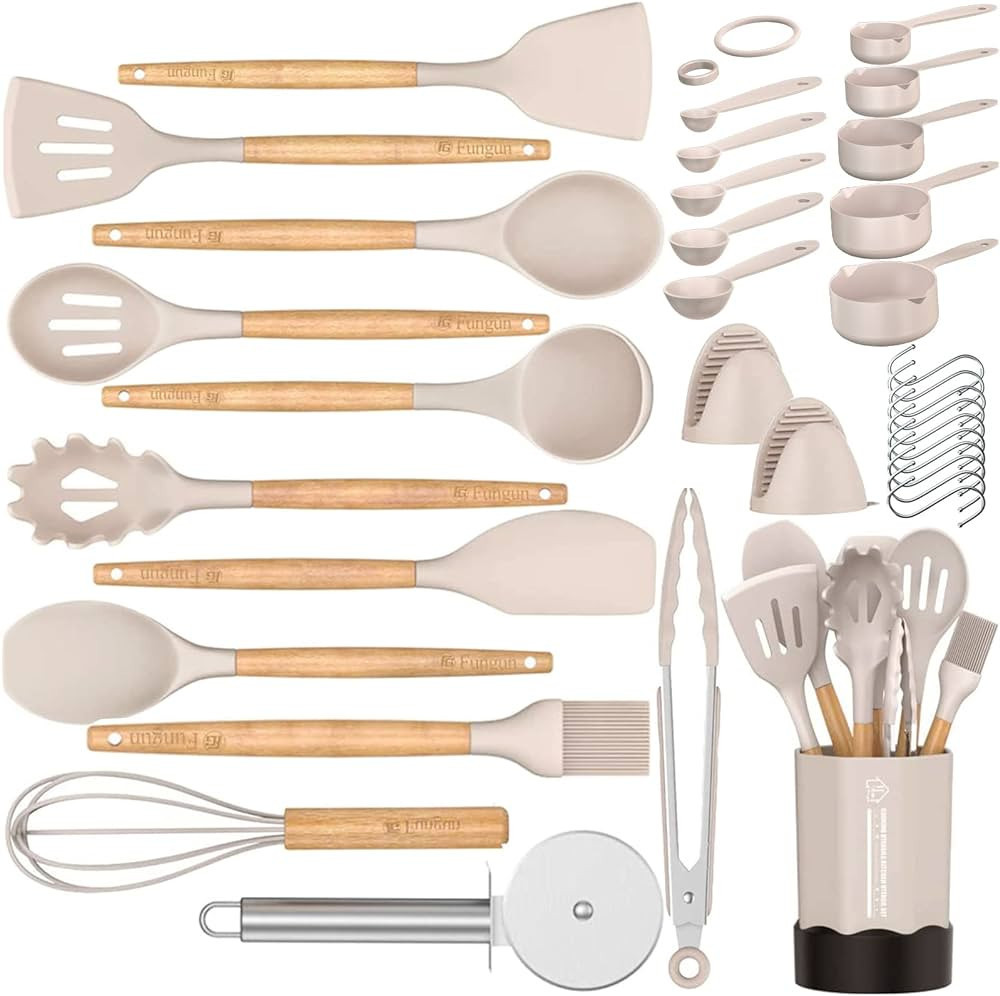 Kitchen Cooking Utensil Set, Fungun 35 pcs Cooking Utensils - Nonstick Kitchen Utensils Cookware ... | Amazon (US)
