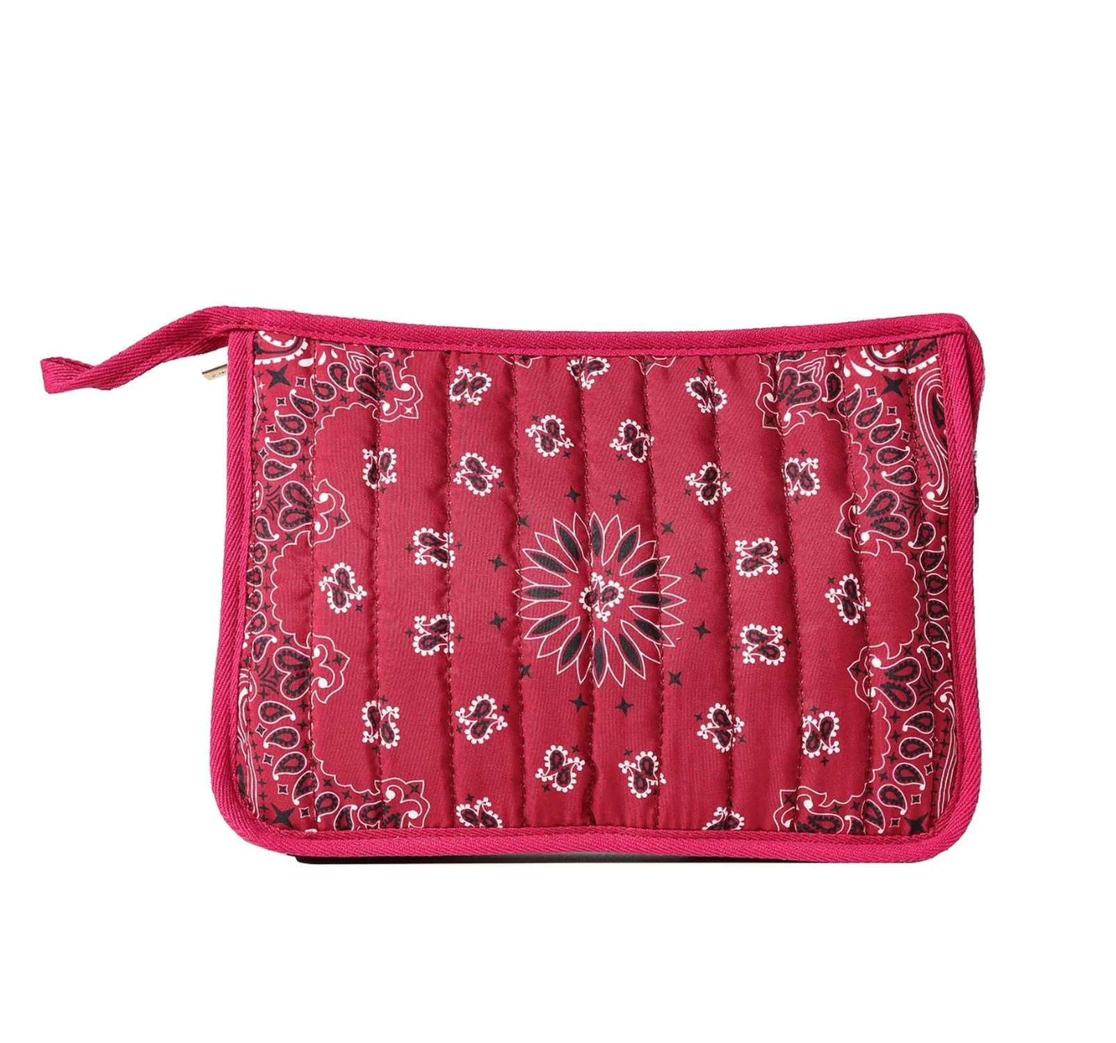 Women's Quilted Bandana Pouch Bag In Burgundy | Shop Simon