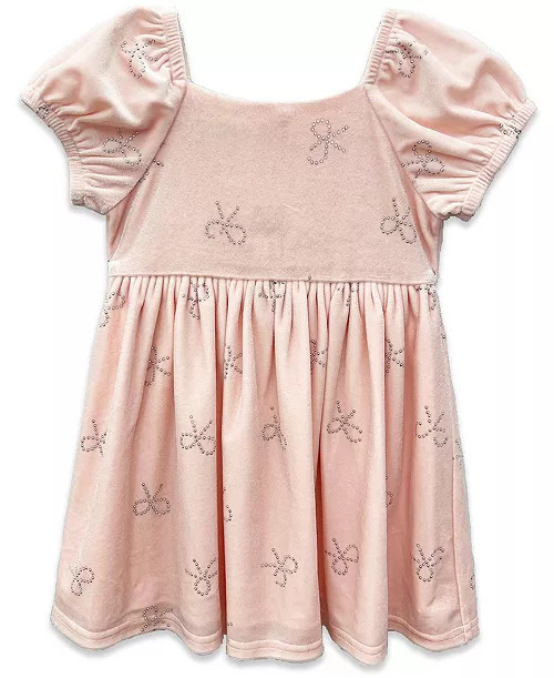 Baby Girls' Puff Sleeve Stretch Velvet Bow Dress | Macy's