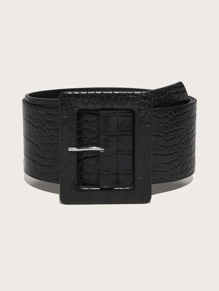 Crocodile Embossed Buckle Belt With Hole Punch | SHEIN