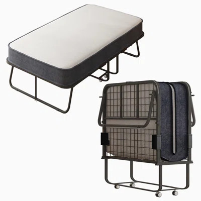 Alwyn Home Twin Size Folding Bed With 5 Inch Foam Mattress, 75" Rollaway Bed, Space-saving Guest Bed, Portable Foldable Extra Bed For Adults With Stur | Wayfair North America