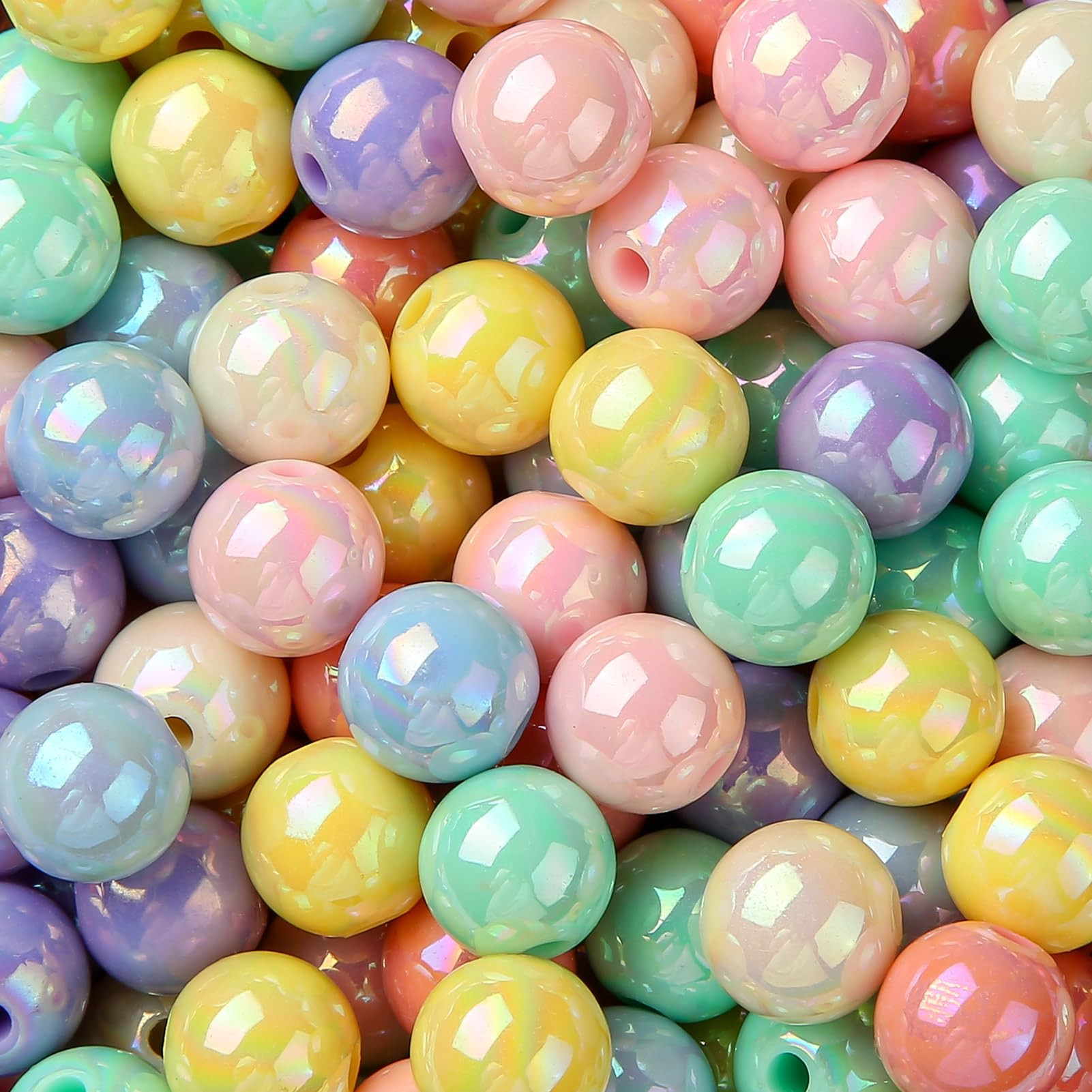 12mm Ab Color Beads 250Pcs Acrylic Bead Assorted Spring Colors Round Bubble Beads for DIY Craft J... | Amazon (US)