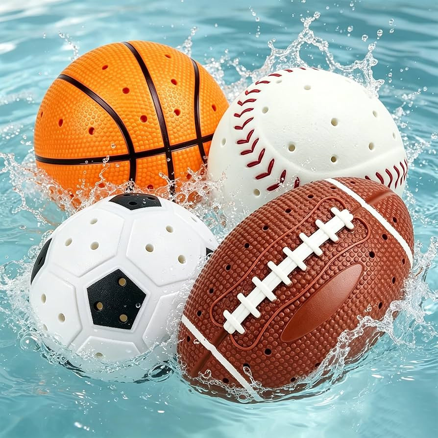 4 PCS Water Splash Ball, Pool Football Basketball Soccer Baseball Toys, Outdoor Swimming Pool Bea... | Amazon (US)