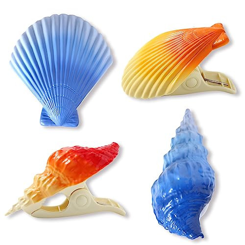 CaLoogn Beach Towel Clips for Cruise, Beach Towel Clips for Pool Chairs, Lounge Chairs, Drying Racks Decorative Windproof Clamps (4 Pieces) | Amazon (US)