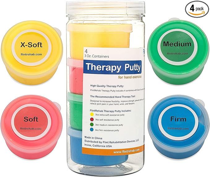 FlintRehab Premium Quality Therapy Putty (4 Pack, 3-oz Each) for Hand Exercise Rehab. Fidgeting, ... | Amazon (US)