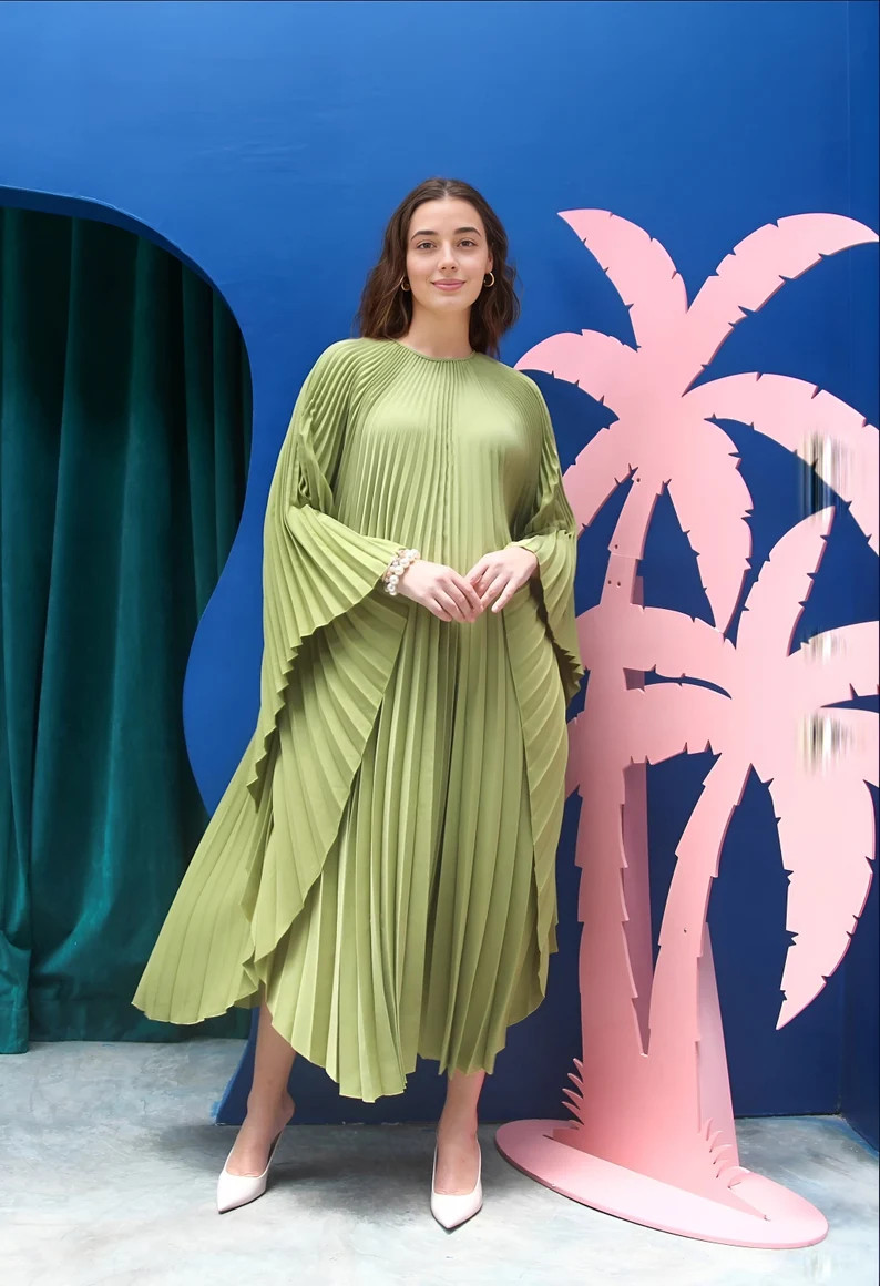 Green Kaftan Wedding Dress, Olive Kaftan Fancy Gown Cruise Dress Holiday, Gift for Anniversary Pl... | Etsy (US)