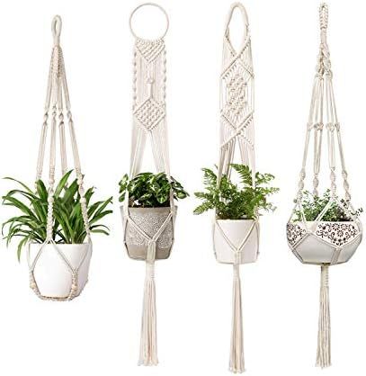 Mkono Macrame Plant Hangers 4 Different Size Indoor Hanging Planter Decorations Flower Pots Holde... | Amazon (US)