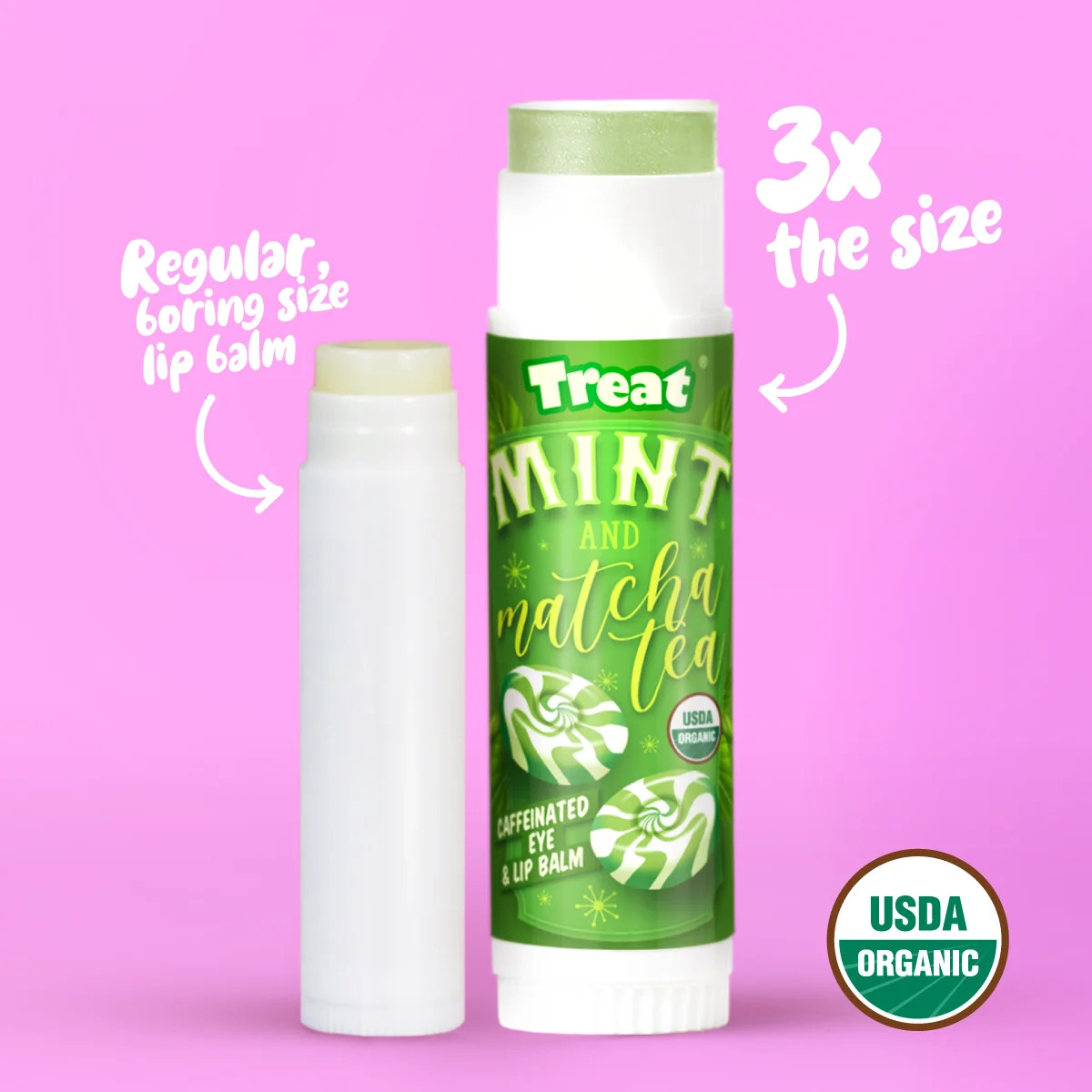 Treat Beauty JUMBO Mint & Matcha Tea Caffeinated Organic Eye & Lip Balm | Treat Beauty