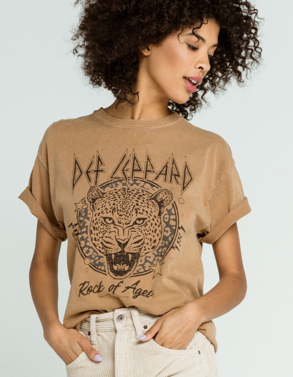 VINYL ICONS Def Leppard Rock Of Ages Womens Tee - CAMEL - TL2850DF | Tillys