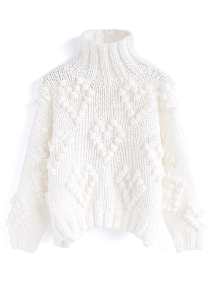 Knit Your Love Turtleneck Sweater in White | Chicwish