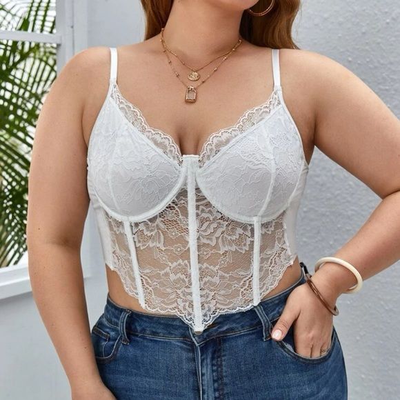 Luxe white sexy lace cami bustier crop cami top | Poshmark