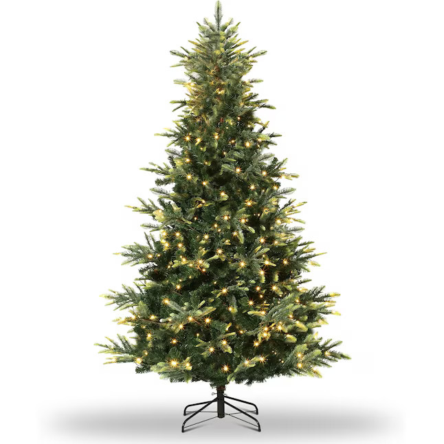 Qeetex 7.5ft Pre-Lit Artificial Christmas Tree Spruce Xmas Tree with Thick PE and PVC Branches UL... | Lowe's