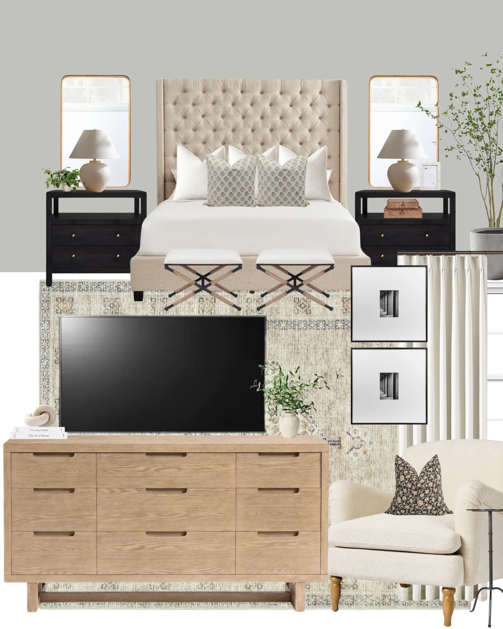 Master bedroom, bedroom decor, home design, primary bedroom, natural wood dresser, nightstands 

#LTKHome #LTKSaleAlert #LTKFamily