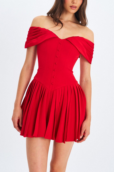 Miss Circle Narelle Off-The-Shoulder Drop Waist Mini Dress | Urban Outfitters (US and RoW)