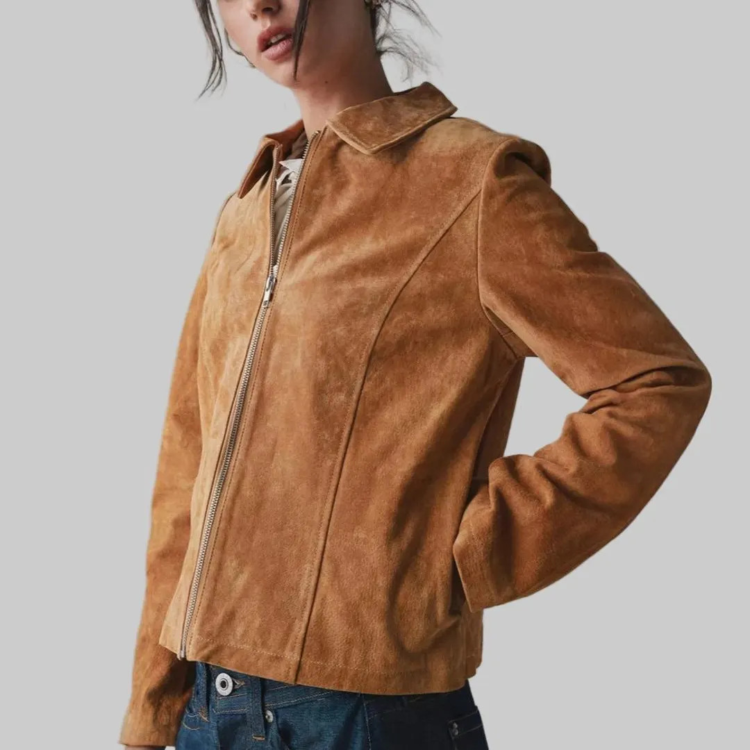 Women’s Retro Tan Brown Real Suede Leather Jacket: Handmade Vintage 70s Western Style - Etsy | Etsy (US)