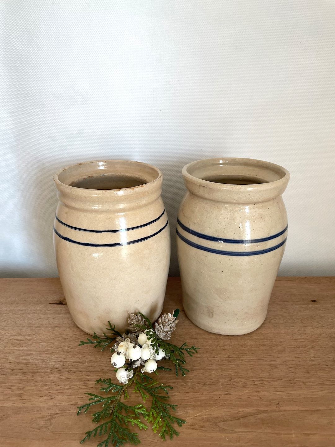 Blue Stripe Crock, Blue Stripe Jar, Stoneware Crock, Stoneware Jar, Vintage Crock, Vintage Jar, K... | Etsy (US)