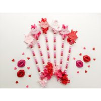 Kiss Lips Valentine's Day Candy Wands Red, Pink, White | Set Of 6 Valentine Candy, Party Favor, Sixl | Etsy (US)