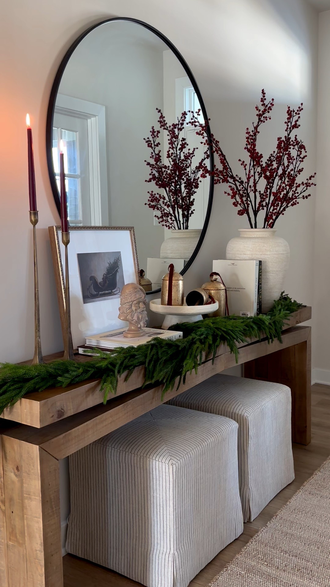 Christmas console table styling 
#entrywaydecor #consoletable #holidaydecor #christmasdecor

#LTKHome #LTKHoliday #LTKSeasonal