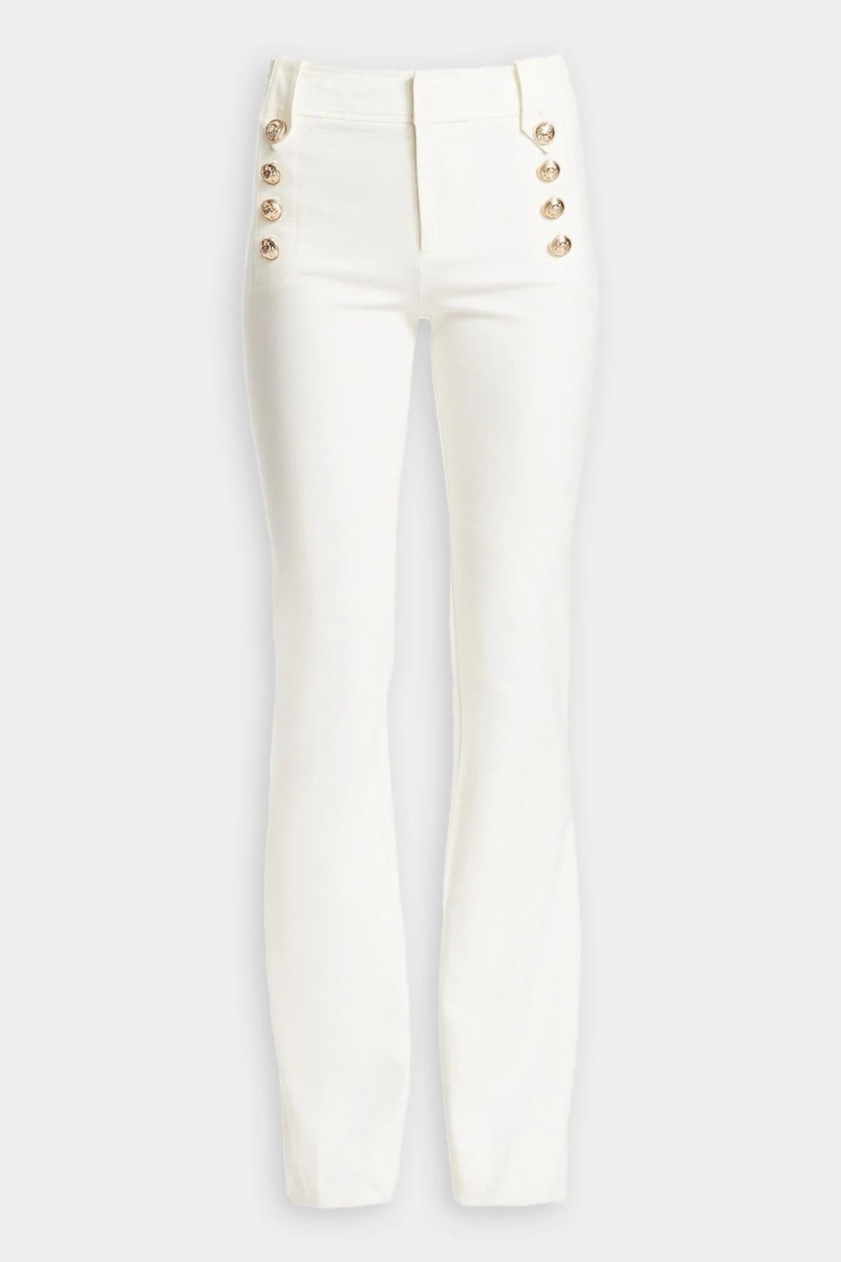 Robertson Flare Trouser with Sailor Buttons in Soft White - 4 US | Shop Olivia