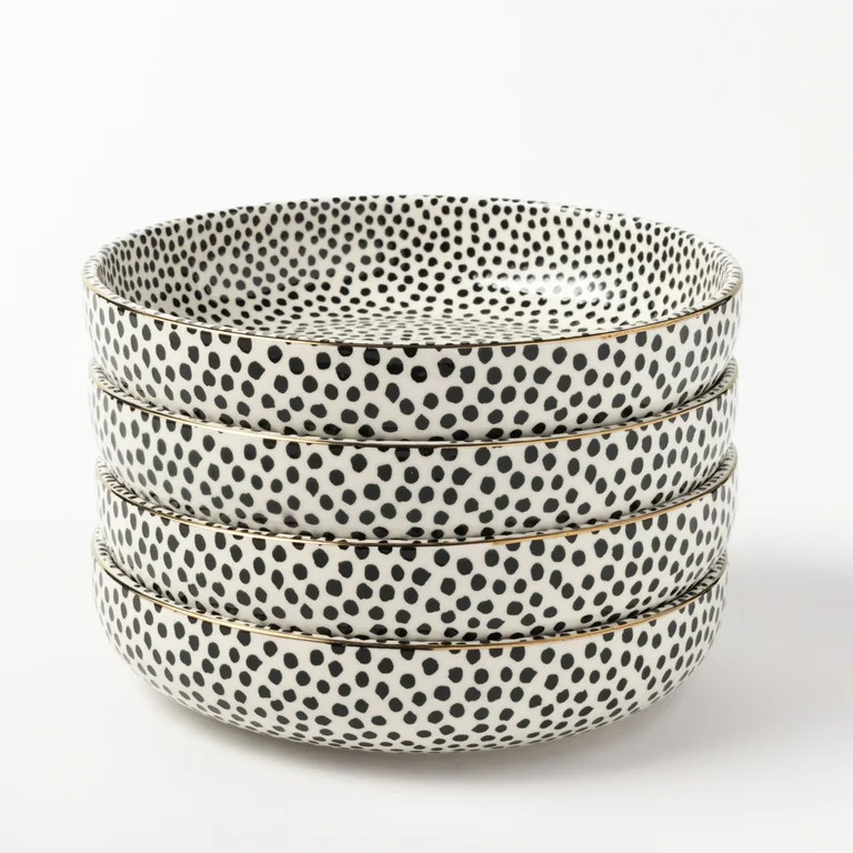 Thyme & Table Dot Collection, 4 Pack Stoneware Low Bowls | Walmart (US)