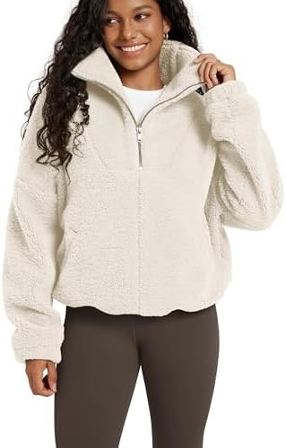 ODODOS Women's Sherpa Fleece Half-Zip Pullover - Cozy Warm Long Sleeve Sweatshirt Cinchable Outer... | Amazon (US)