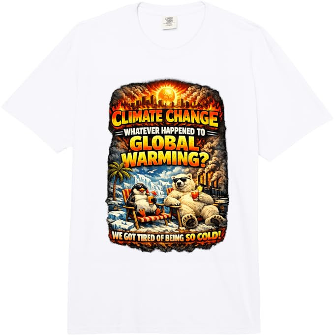 Climate Change Funny Graphic Global Warming Humor Comfort Colors Adult Heavyweight T-Shirt | Amazon (US)
