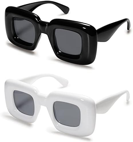 VANLINKER Cute Square Inflated Sunglasses for Women Men Trendy Chunky Glasses Retro Thick Frame F... | Amazon (US)