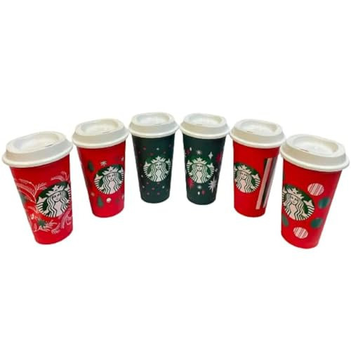 Starbucks Reusable Color Changing 6 Hot Cups - Limited Edition Holiday & Christmas Gift Hot Cups With Lids - 16 Ounces - (Pack of 6) | Amazon (US)