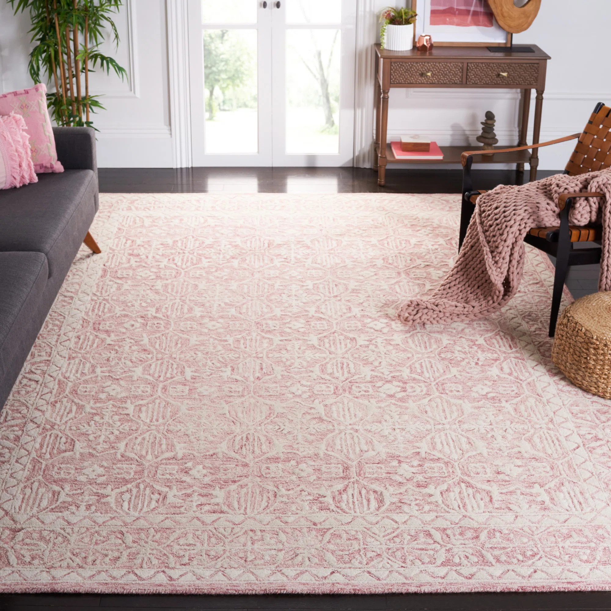 Langley Street® Kyndall Oriental Handmade Tufted Wool Pink/Ivory Area Rug & Reviews | Wayfair | Wayfair North America