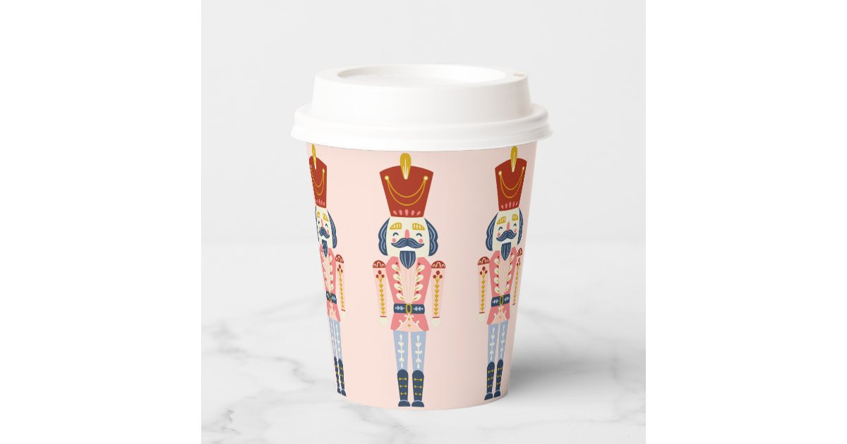 Festive Pink Holiday Nutcracker Paper cup | Zazzle | Zazzle