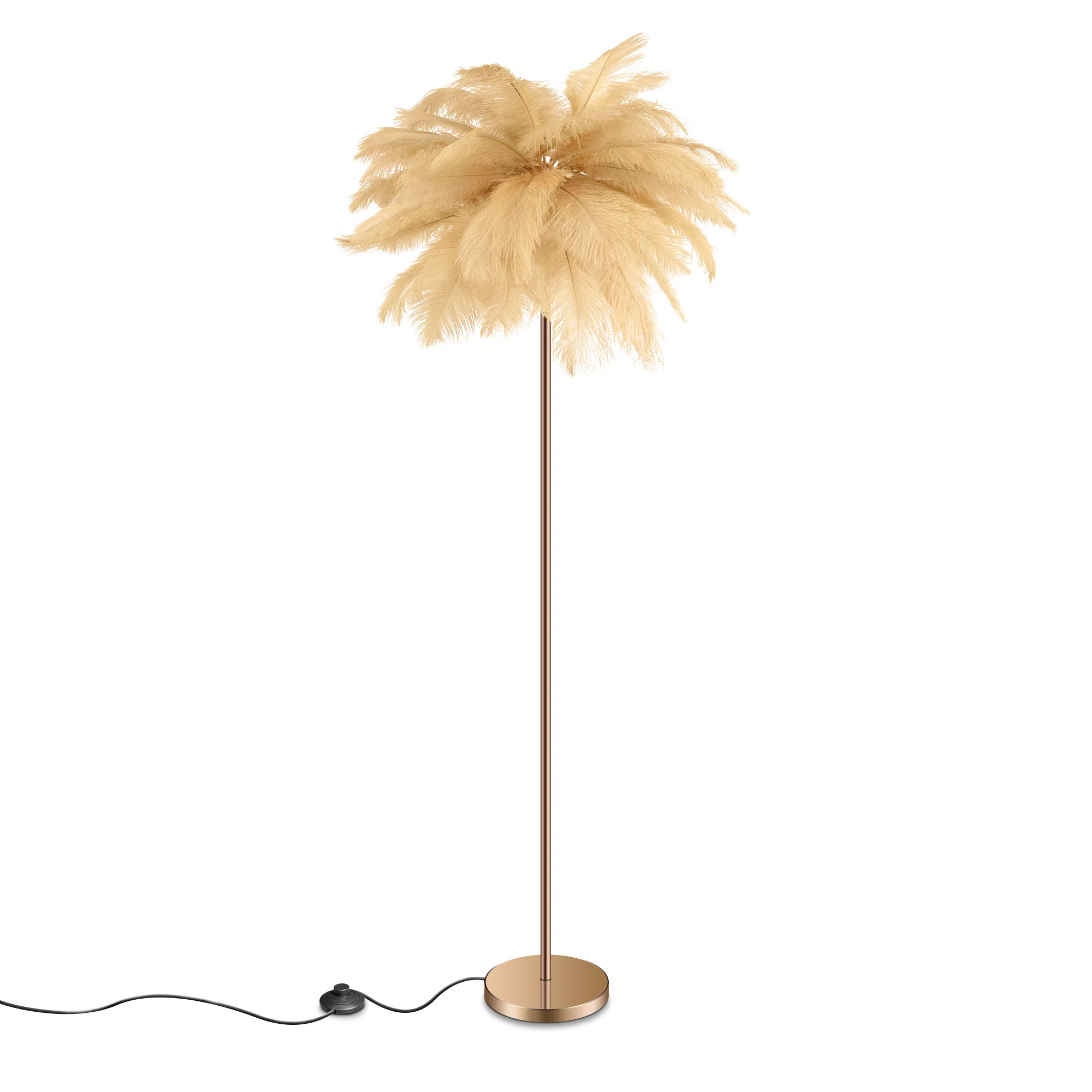 61'' LED Brass Feather Floor Lamp With Outlet | Wayfair North America